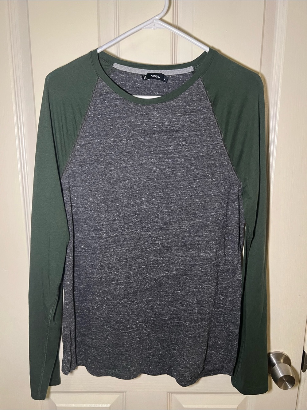 Vince Colorblock Raglan Long Sleeve Cotton Modal Top M